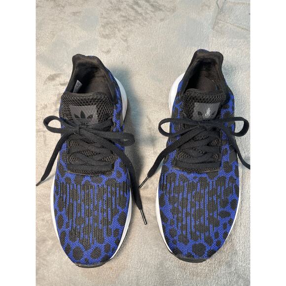 Adidas Swift Run Blue Leopard Print Sneakers - Size 7.5 - Picture 1 of 9